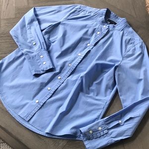 J. Crew Blue Ruffle Blouse